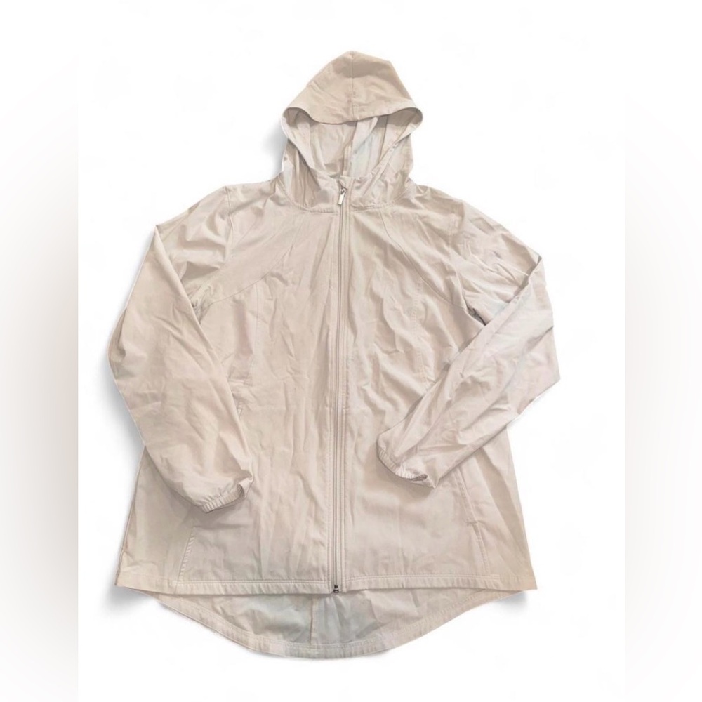 All in Motion Light Nude Hooded Windbreaker Minimalist Capsule Utility Chic M